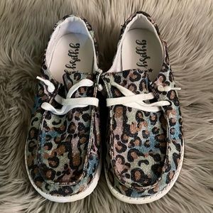 Sz 9.5 Gypsy Jazz Glitter Tie-Dye Cheetah Shoes